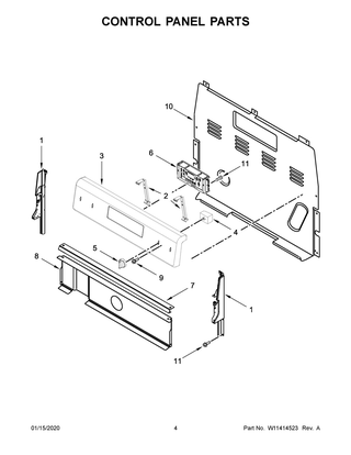 Control Panel Parts Diagram and Parts List for YWFE515S0JB0  Whirlpool Range