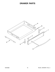 Drawer Parts Diagram and Parts List for WEG745H0LZ4  Whirlpool Range