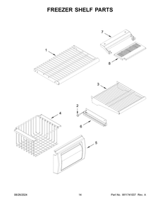 08 - Freezer Shelf Parts Diagram and Parts List for KBSD706MPS01  Whirlpool Refrigerator