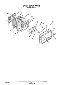 Oven Door Diagram and Parts List for N9257*1  Roper Range
