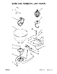 Base And Pedestal Unit Parts Diagram and Parts List for 5K45SSDOB0  KitchenAid Mixer