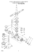 PUMP AND SPRAYARM Diagram and Parts List for RUD5750DB3  Roper Dishwasher