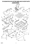 EVAPORATOR ICE CUTTER GRID AND WATER PARTS Diagram and Parts List for KUIA15PLLS1  KitchenAid Ice Maker