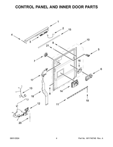 03 - Control Panel And Inner Door Parts Diagram and Parts List for MDB9979SKZ3  Whirlpool Dishwasher