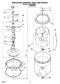 AGITATOR, BASKET AND TUB PARTS Diagram and Parts List for 7MLSD8900PW0  Whirlpool Washer