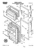 DOOR Diagram and Parts List for RT14DMXBW00  Roper Refrigerator