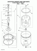 AGITATOR, BASKET AND TUB PARTS Diagram and Parts List for CAM2742TQ2  Whirlpool Washer