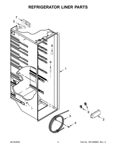 Refrigerator Liner Parts Diagram and Parts List for WRS311SDHM05  Whirlpool Refrigerator