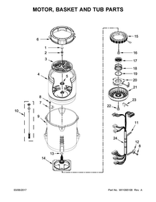 Motor, Basket And Tub Parts Diagram and Parts List for 7MWTW7000EW1  Whirlpool Washer