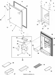 Refrigerator Door Diagram and Parts List for ABR2233FES  Whirlpool Refrigerator