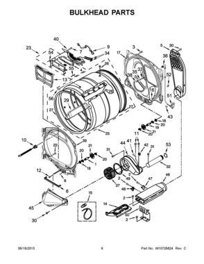 04 - BULKHEAD PARTS Diagram and Parts List for YWED8500DW0  Whirlpool Dryer