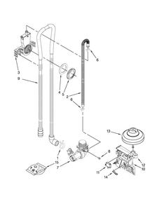 Fill, Drain And Overfill Parts Diagram and Parts List for WDF520PADM0  Whirlpool Dishwasher
