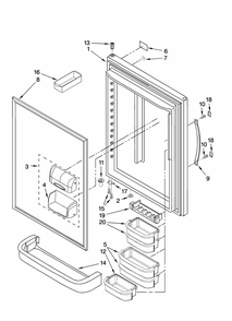 Refrigerator Door Parts Diagram and Parts List for GB9SHDXPB12  Whirlpool Refrigerator