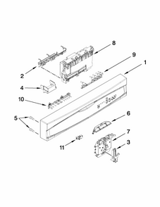 Control Panel And Latch Parts Diagram and Parts List for 66513073K212  Kenmore Dishwasher