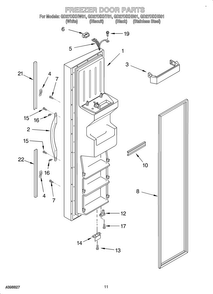 Freezer Door Diagram and Parts List for OEM3-GD27DIXHB01  Whirlpool Refrigerator