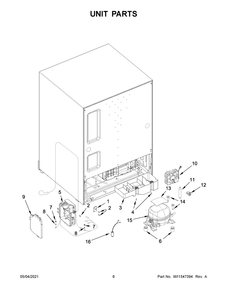 Unit Parts Diagram and Parts List for KURR314KSS00  Whirlpool Wine and Beverage Cooler