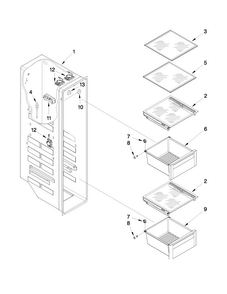 Freezer Liner Parts Diagram and Parts List for WRS973CIDM00  Whirlpool Refrigerator