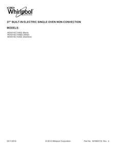 Cover Sheet Diagram and Parts List for WOS51EC7AW02  Whirlpool Wall Oven