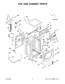 02 - Top And Cabinet Parts Diagram and Parts List for WFW6720RU0  Whirlpool Washer
