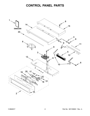 02 - CONTROL PANEL PARTS Diagram and Parts List for JJW2430DP02  Whirlpool Wall Oven