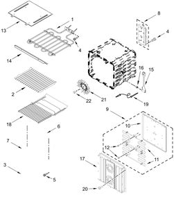 Internal Oven Parts Diagram and Parts List for JOESC730RM00  Whirlpool Range