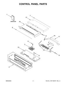 02 - Control Panel Parts Diagram and Parts List for KOED430RSS00  Whirlpool Wall Oven