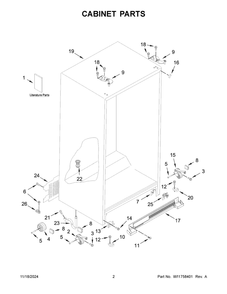 02 - Cabinet Parts Diagram and Parts List for WRS315SNHW09  Whirlpool Refrigerator