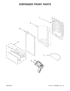 Dispenser Front Parts Diagram and Parts List for WRF757SDEH01  Whirlpool Refrigerator