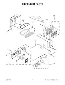 Dispenser Parts Diagram and Parts List for KRSC703HPS01  Whirlpool Refrigerator