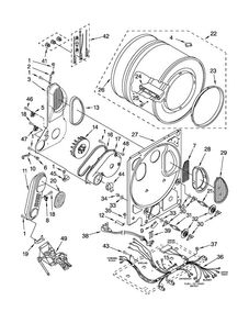 Dryer Bulkhead Parts Diagram and Parts List for 1109875279A  Kenmore Washer Dryer Combo