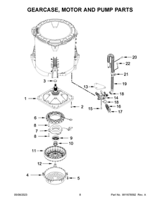 Gearcase, Motor And Pump Parts Diagram and Parts List for WTW6157PB0  Whirlpool Washer