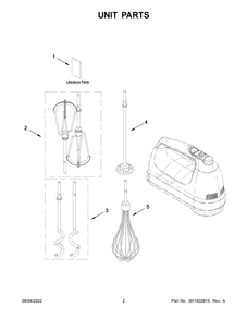 Unit Parts Diagram and Parts List for KHM9218QCU0  KitchenAid Mixer
