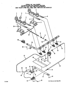 Burner Diagram and Parts List for 1255*0A  Roper Range