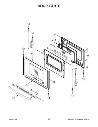 Door Parts Diagram and Parts List for WFG535S0JS0  Whirlpool Range