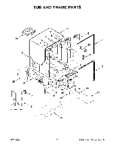 Tub And Frame Parts Diagram and Parts List for KDTE204KBS1  KitchenAid Dishwasher