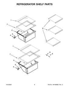 Refrigerator Shelf Parts 1 Diagram and Parts List for WRS312SNHB05  Whirlpool Refrigerator