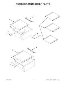 04 - Refrigerator Shelf Parts Diagram and Parts List for ASI2575GRB12  Whirlpool Refrigerator