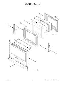 06 - Door Parts Diagram and Parts List for MFGS6030RZ0  Whirlpool Range