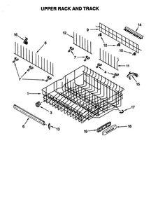 Upper Rack And Track Diagram and Parts List for KUDS25SEWH0  KitchenAid Dishwasher