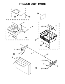 Freezer Door Parts Diagram and Parts List for WRF995FIFZ00  Whirlpool Refrigerator