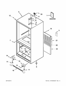 Cabinet Parts Diagram and Parts List for GB9FHDXWS09  Whirlpool Refrigerator