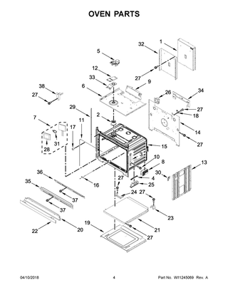 Oven Parts Diagram and Parts List for KODE500EBL04  Whirlpool Wall Oven