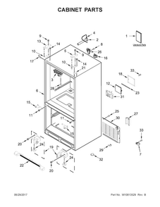 Cabinet Parts Diagram and Parts List for KRFF302EBL01  KitchenAid Refrigerator