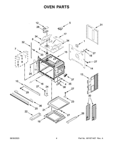 Oven Parts Diagram and Parts List for WOEC7027PZ00  Whirlpool Microwave Oven Combo