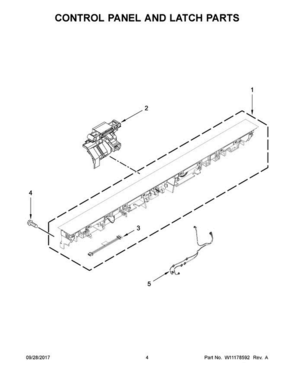 03 - Control Panel And Latch Parts Diagram and Parts List for KDTM384EBS2  KitchenAid Dishwasher
