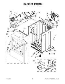 Cabinet Parts Diagram and Parts List for 110C69132410  Kenmore Dryer