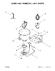 Base And Pedestal Unit Parts Diagram and Parts List for KSM192XDVB0  KitchenAid Mixer