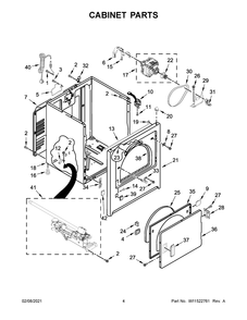 Cabinet Parts Diagram and Parts List for VGD6505GW1  Whirlpool Dryer