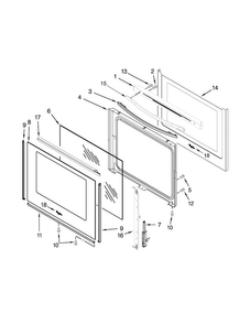 Door Parts Diagram and Parts List for WFE540H0AB1  Whirlpool Range