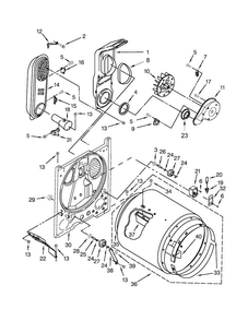 Bulkhead Parts Diagram and Parts List for 1CWGD4800DQ0  Whirlpool Dryer